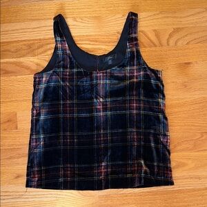 Plaid velvet tank top